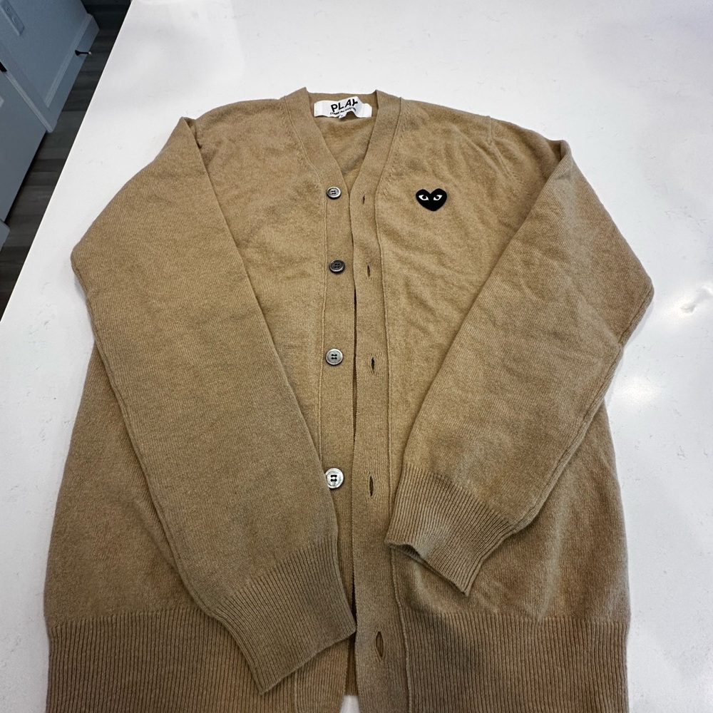 Comme des Garcons Tan Cardigan Sweater